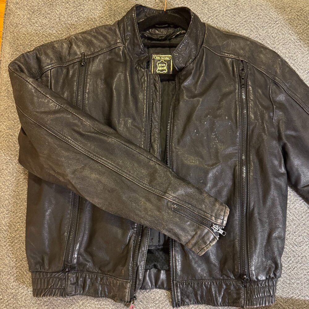 VINTAGE Hein Gericke Genuine Leather Motorcycle Jacket Black Echt Leder